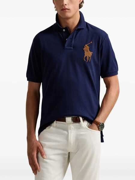 Tricouri Polo Ralph Lauren Classic Fit Blue Polo With Classic Collar And Maxi Pony Logo On The Front In Cotton Mesh Man BLUE Barbati (BM 18029979) 3