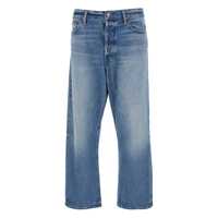 Blugi Blue Jeans With Five-Pocket Design And Logo Patch On The Back In Denim Man Barbati