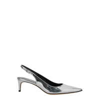 Pantofi cu toc 'Luisa' Metallic Slingback Pumps With Medium Stiletto Heel And Mirror Effect In Leather Woman Femei