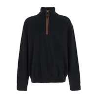Pulovere JW Anderson Black Sweatshirt With Front Zip And Embroidered Logo On The Sleeve In Cotton Man