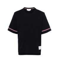 Tricouri Blue Crewneck T-Shirt With Rwb Detail On Neck And Sleeve In Cotton Man Barbati
