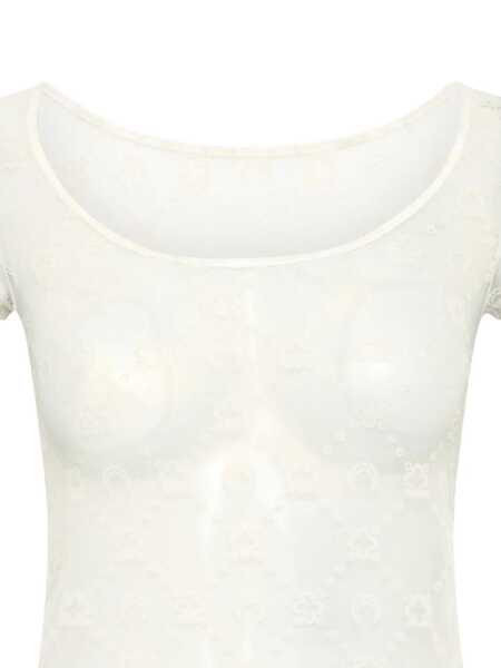 Topuri MARINE SERRE Marine Serre Recycled Mesh Flock Open Neck Top WHITE Femei (BM 18034485) 2