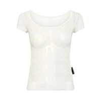 Topuri Marine Serre Recycled Mesh Flock Open Neck Top Femei