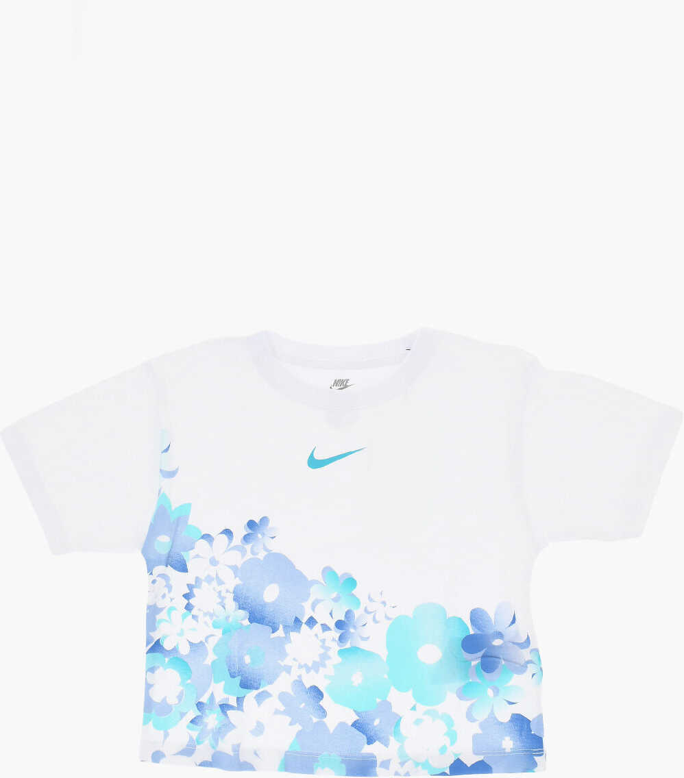Tricouri Nike Floral Motif Shorts And Crew-Neck T-Shirt Set White Baieti (BM 18034849) 2