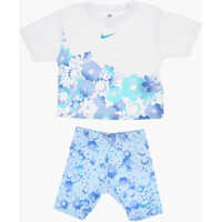 Tricouri Floral Motif Shorts And Crew-Neck T-Shirt Set Baieti