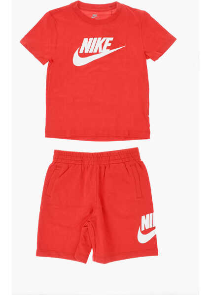 Tricouri Nike Solid Color T-Shirt And Shorts Set With Printed Logo Red Baieti (BM 18034858) 1