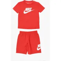 Tricouri Solid Color T-Shirt And Shorts Set With Printed Logo Baieti