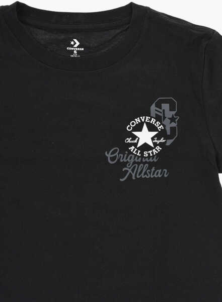 Tricouri Converse All Star Chuck Taylor Printed Solid Color Crew-Neck T-Shirt Black Baieti (BM 18034864) 2