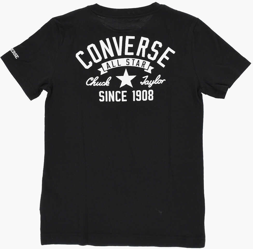 Tricouri Converse All Star Chuck Taylor Printed Solid Color Crew-Neck T-Shirt Black Baieti (BM 18034864) 3