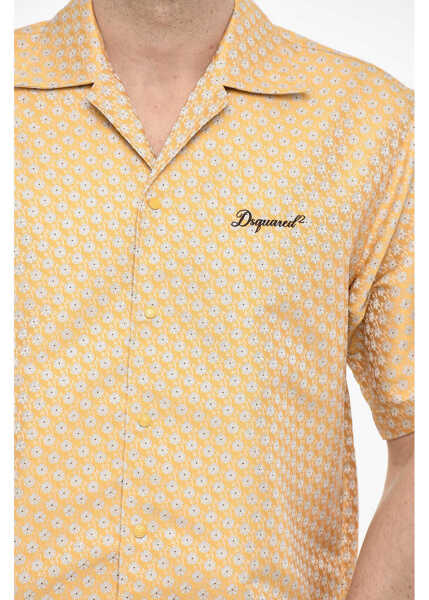 Camasi casual DSQUARED2 Floral Motif Jacquard Shirt Yellow Barbati (BM 18034939) 3