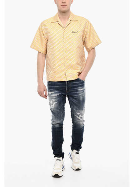 Camasi casual DSQUARED2 Floral Motif Jacquard Shirt Yellow Barbati (BM 18034939) 4
