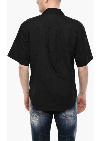 Camasi casual DSQUARED2 Floral-Motif Short Sleeve Shirt With Rhinestone Black Barbati (BM 18034954) 2