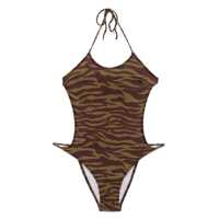 Costume de baie The Attico Dark Green E Dark Brown One-Piece Swimsuit Femei