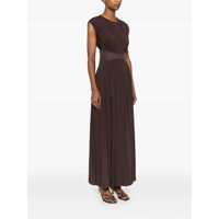 Rochii ZIMMERMANN Dama - Rochii ZIMMERMANN Illuminate Brown Long Dress With Gathered Neckline And Waist And Front Single Split In Viscose Stretch Woman BROWN Femei (BM 18037641) - B-mall.ro