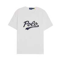 Tricouri White Crewneck T-Shirt With Contrasting Logo Print On The Front In Cotton Man Barbati
