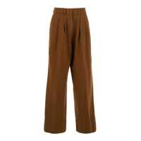 Pantaloni casual 'Frankie' Brown Pants With Belt Loops In Cotton And Linen Blend Woman Femei