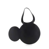 Genti de mana 'Mickey' Black Handbag With Cut-Out Handle And Logo Lettering On The Front In Leather Woman Femei