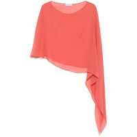 Topuri 'Melone' Red Top With Boat Neckline And Asymmetric Design In Silk Woman Femei