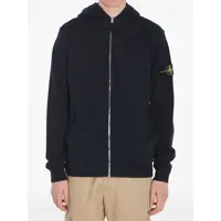 Bluze de trening Stone Island Midnight Blue Cotton Hoodie With Patch Logo Sleeve Barbati