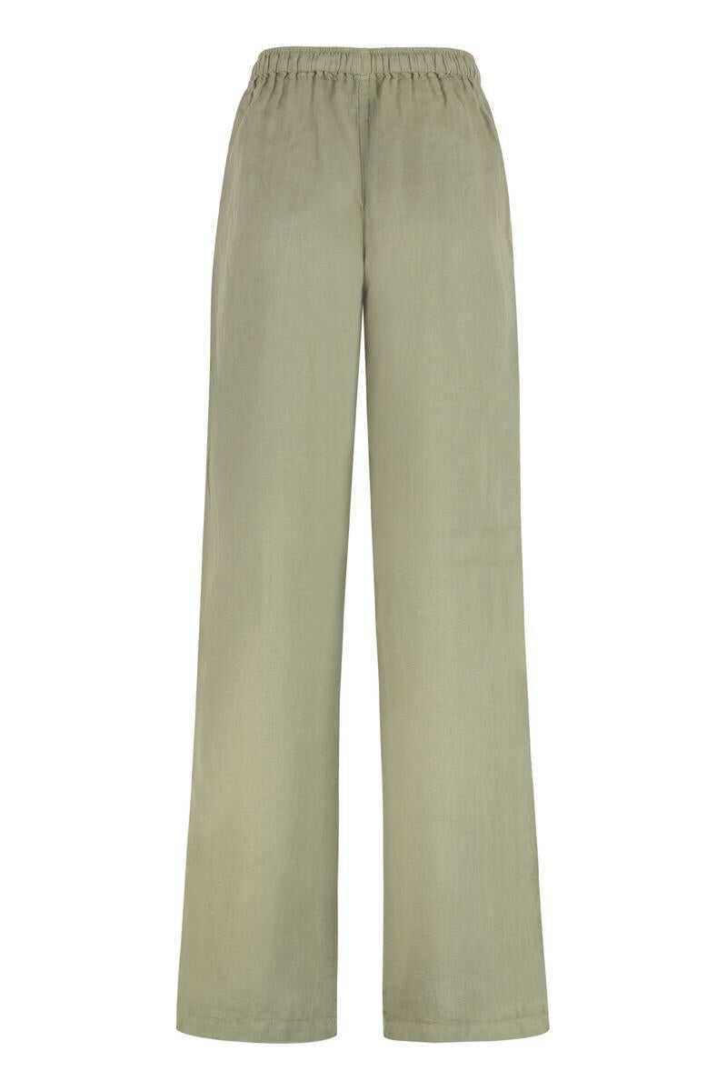 Pantaloni casual 120 LINO 120 Lino Linen Trousers GREEN Femei (BM 18043266) 2