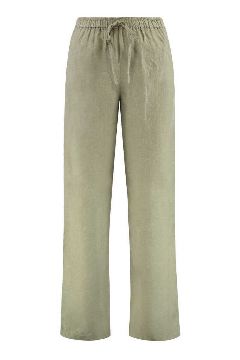 Pantaloni casual 120 LINO 120 Lino Linen Trousers GREEN Femei (BM 18043266) 1
