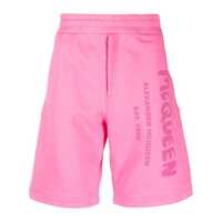 Pantaloni Alexander McQueen Logo Cotton Shorts Barbati