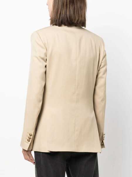 Sacouri Golden Goose Beige Double-Breasted Blazer With Peak Revers In Wool Woman Beige Femei (BM 18045117) 4