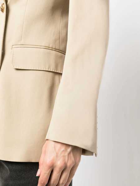 Sacouri Golden Goose Beige Double-Breasted Blazer With Peak Revers In Wool Woman Beige Femei (BM 18045117) 5