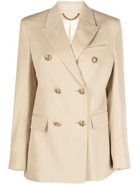 Sacouri Golden Goose Beige Double-Breasted Blazer With Peak Revers In Wool Woman Beige Femei (BM 18045117) 1