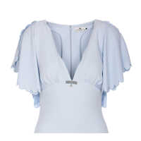 Rochii Elisabetta Franchi Dama - Rochii Elisabetta Franchi Elisabetta Franchi Light Blue Midi Dress With V-Neck BLUE Femei (BM 18048297) - B-mall.ro