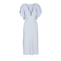 Rochii Elisabetta Franchi Light Blue Midi Dress With V-Neck Femei