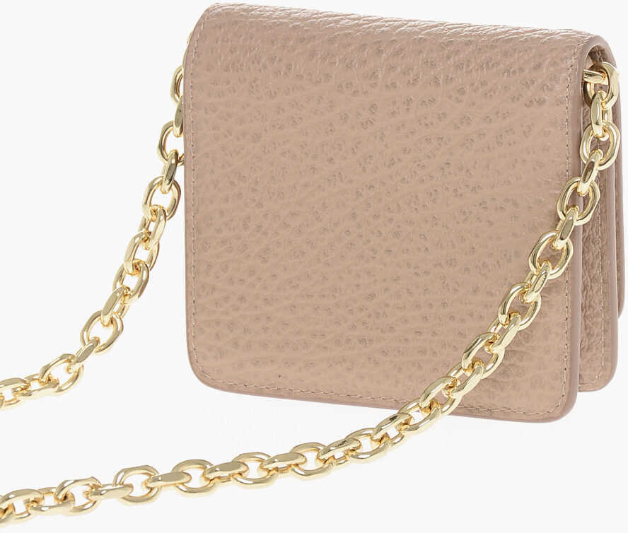 Portofele Maison Margiela Mm11 Textured Leather Wallet With Chain Shoulder Strap Pink Barbati (BM 18048505) 2