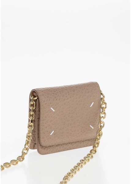 Portofele Maison Margiela Mm11 Textured Leather Wallet With Chain Shoulder Strap Pink Barbati (BM 18048505) 3