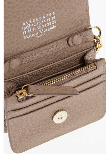 Portofele Maison Margiela Mm11 Textured Leather Wallet With Chain Shoulder Strap Pink Barbati (BM 18048505) 4