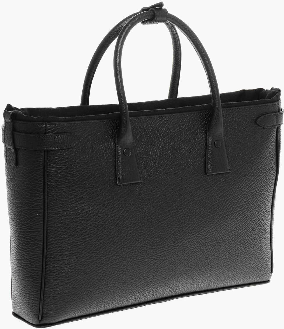 Genti de umar Maison Margiela Mm11 Textured Leather 5Ac Daily Tote Bag With Canvas Detail Black Barbati (BM 18048523) 2