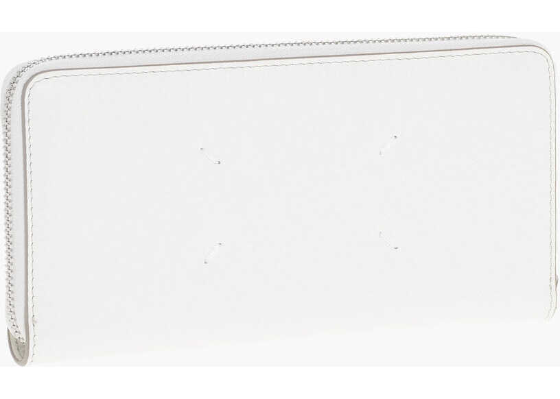 Portofele Maison Margiela Mm11 Textured Leather Wallet With Zipped Closure White Barbati (BM 18048586) 2