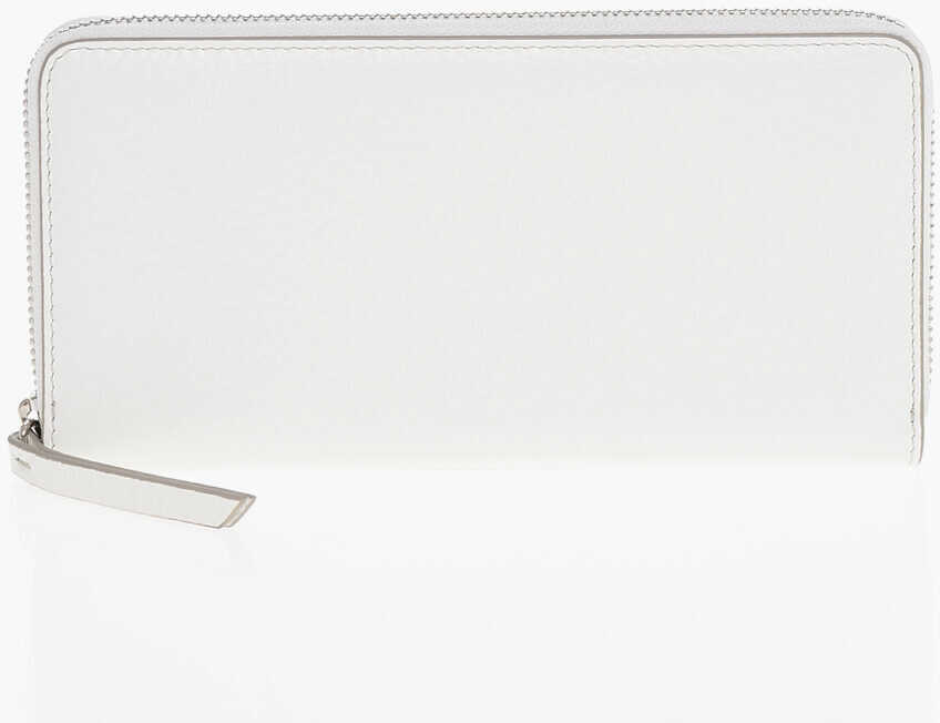 Portofele Maison Margiela Mm11 Textured Leather Wallet With Zipped Closure White Barbati (BM 18048586) 1