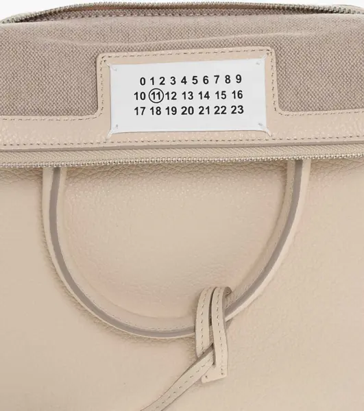 Genti tip postas Maison Margiela Mm11 Textured Leather 5Ac Bag With Canvas Detail Beige Femei (BM 18048589) 4