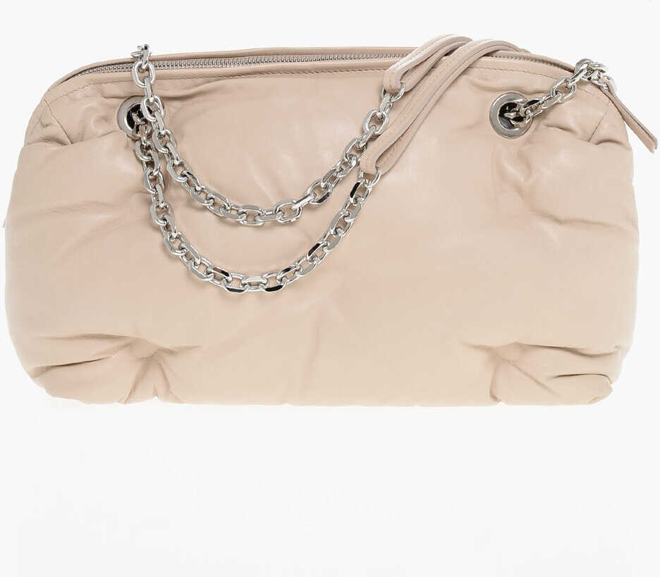 Genti de umar Maison Margiela Mm11 Quilted Leather Glam Slam Shoulder Bag With Chain Handl Pink Barbati (BM 18048598) 2