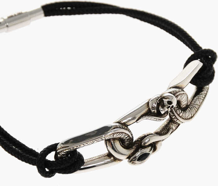 Bratari Alexander McQueen Rope Loop Bracelet With Brass Detail Black Barbati (BM 18048721) 3