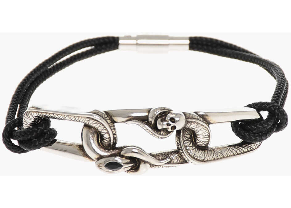 Bratari Alexander McQueen Rope Loop Bracelet With Brass Detail Black Barbati (BM 18048721) 1