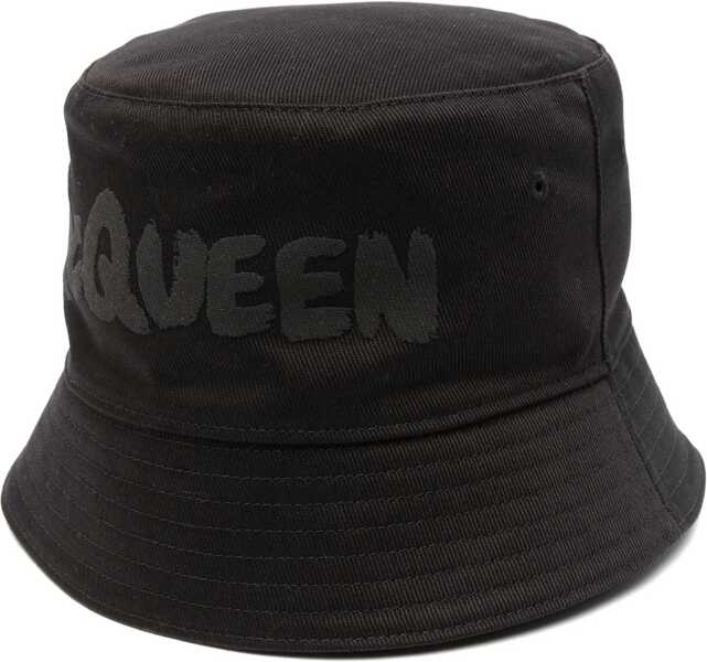 Caciuli Alexander McQueen Cotton New Graffiti Bucket Hat Black Barbati (BM 18048730) 1