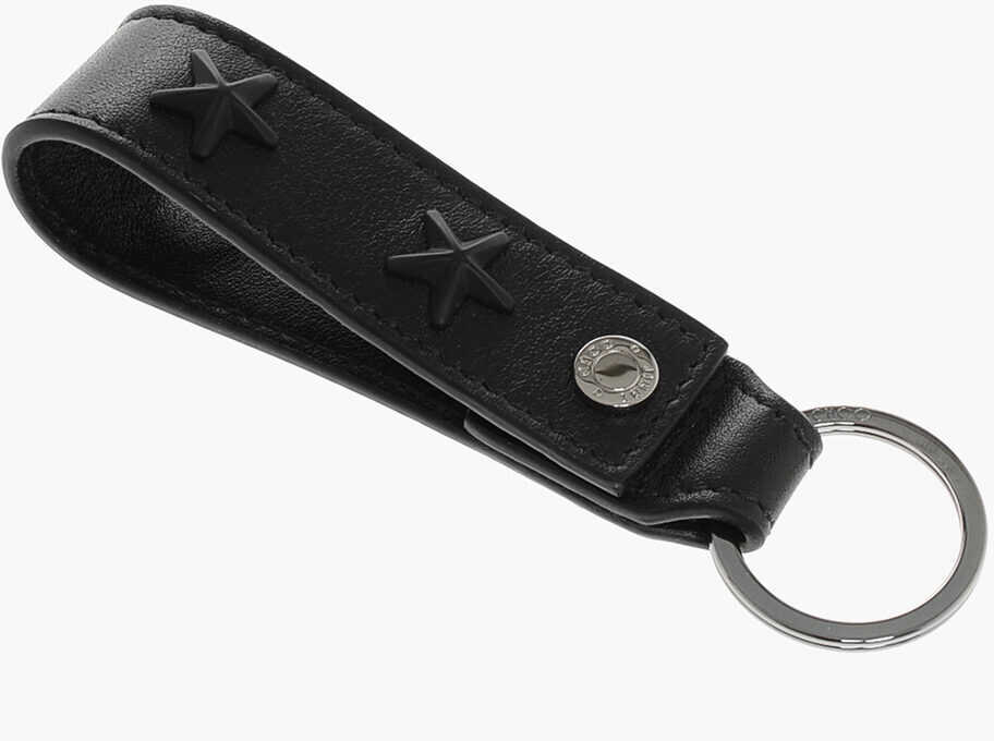 Brelocuri Jimmy Choo Leather Warwick Key Ring With Studs Black Femei (BM 18048757) 2