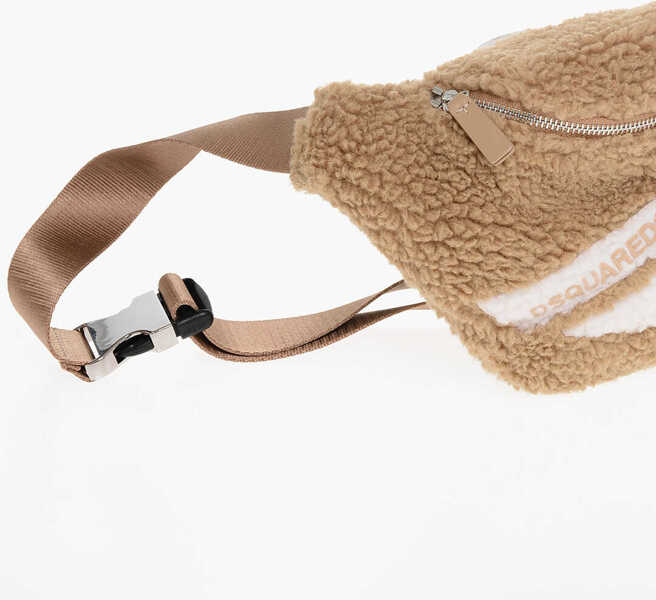 Genti de mana DSQUARED2 Eco-Shearling Icon Pouch Beige Barbati (BM 18048760) 3