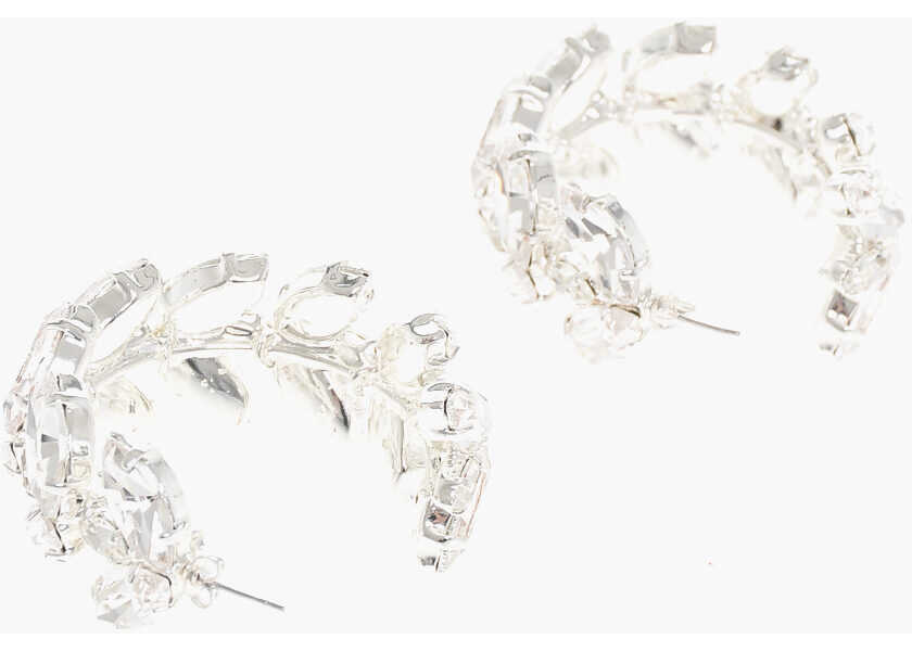 Cercei Magda Butrym Rhinestoned Hoop Earrings Silver Femei (BM 18048769) 3