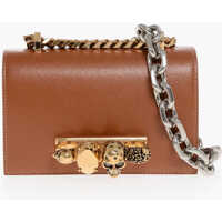 Genti tip postas Leather Jewelled Satchel Mini Bag With Shoulder Chain Femei