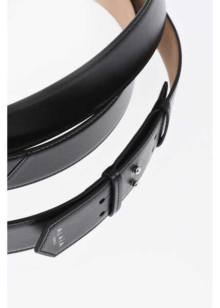 Curele Alaa Leather Belt With Button Closure Black Femei (BM 18049081) 3