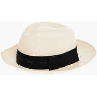 Caciuli Logoed Straw Fedora With Drawstring Femei