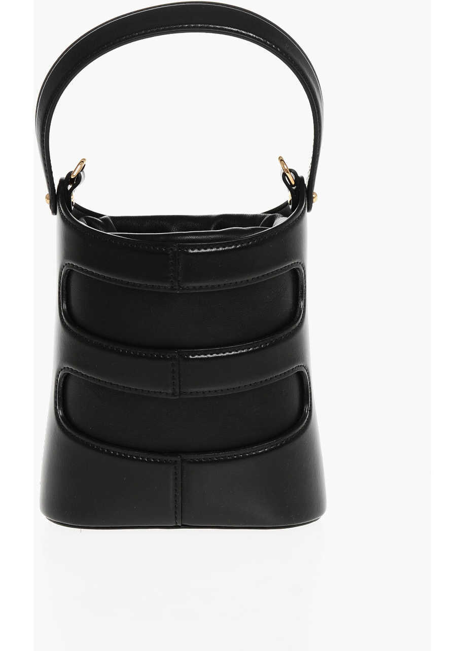 Genti mini Alexander McQueen Leather The Rise Mini Bucket Bag With Shoulder Chain Black Femei (BM 18049120) 2