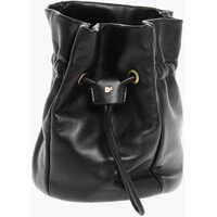 Genti tip postas Leather Bucket Bag With Drawstring Femei